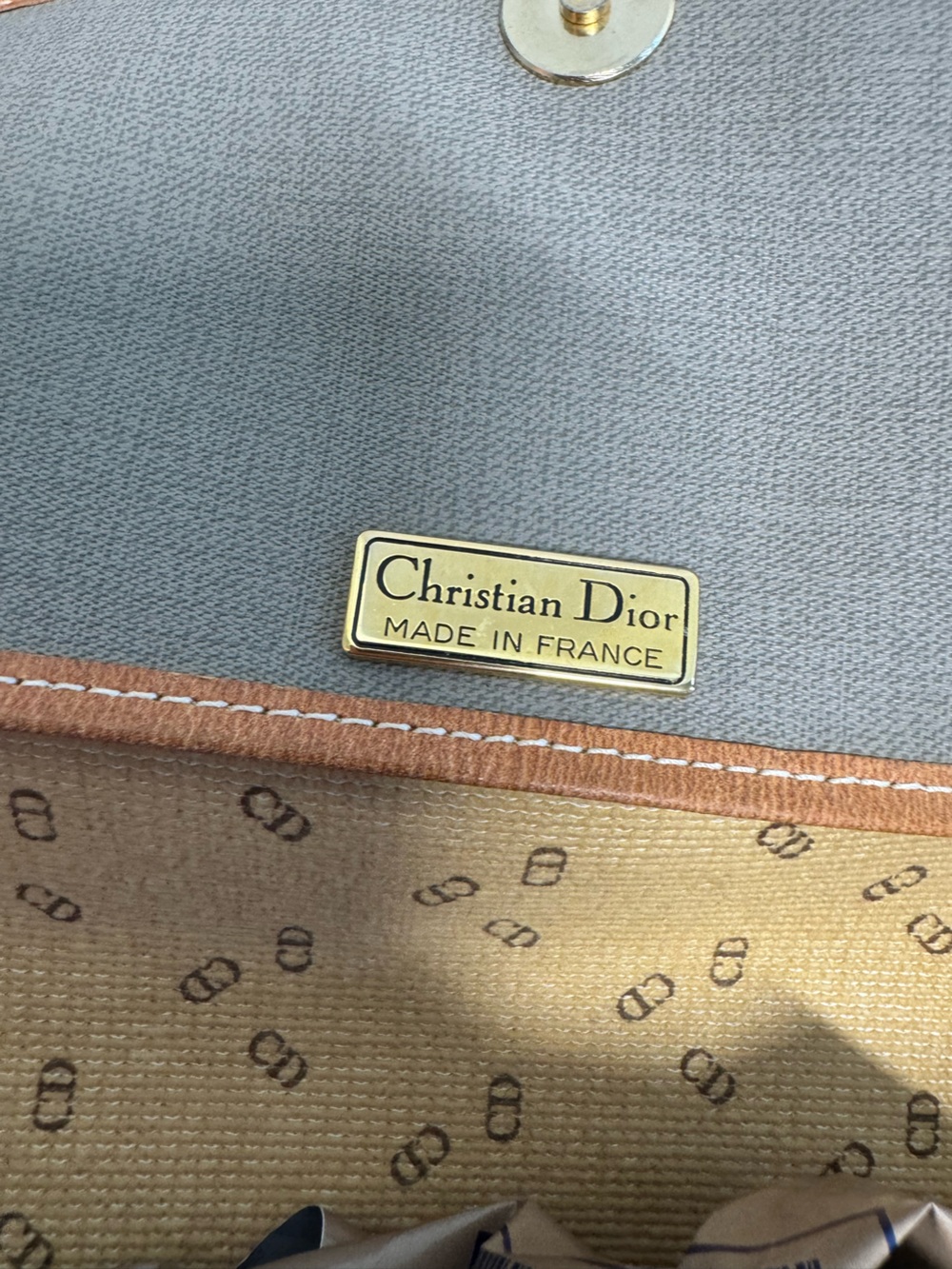 Dior Vintage Taupe Canvas and Tan Leather Saddle Crossbody Bag - Picture 8 of 12
